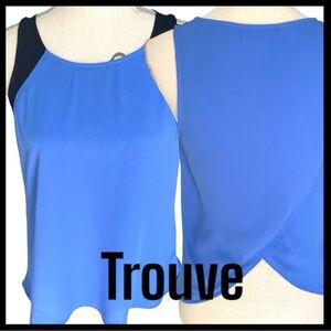 Trouve Cobalt Blue with Black Accent Sleeveless Cross Back Top (XXS)